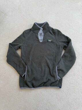 LL Bean Women's Green Quarter Button Pull Over Fleece, Sz XS (fits like a Small)
